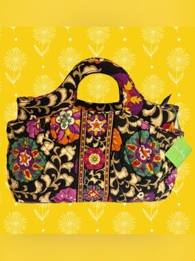 Vera Bradley ABBY Handbag Purse in HTF SUZANI black gold boho floral NWT MSRP$68